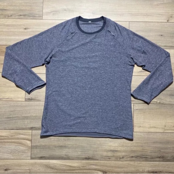 Lululemon‎ Mens Pullover Long Sleeve Shirt Heather Gray Raglan Sleeve - Picture 1 of 11